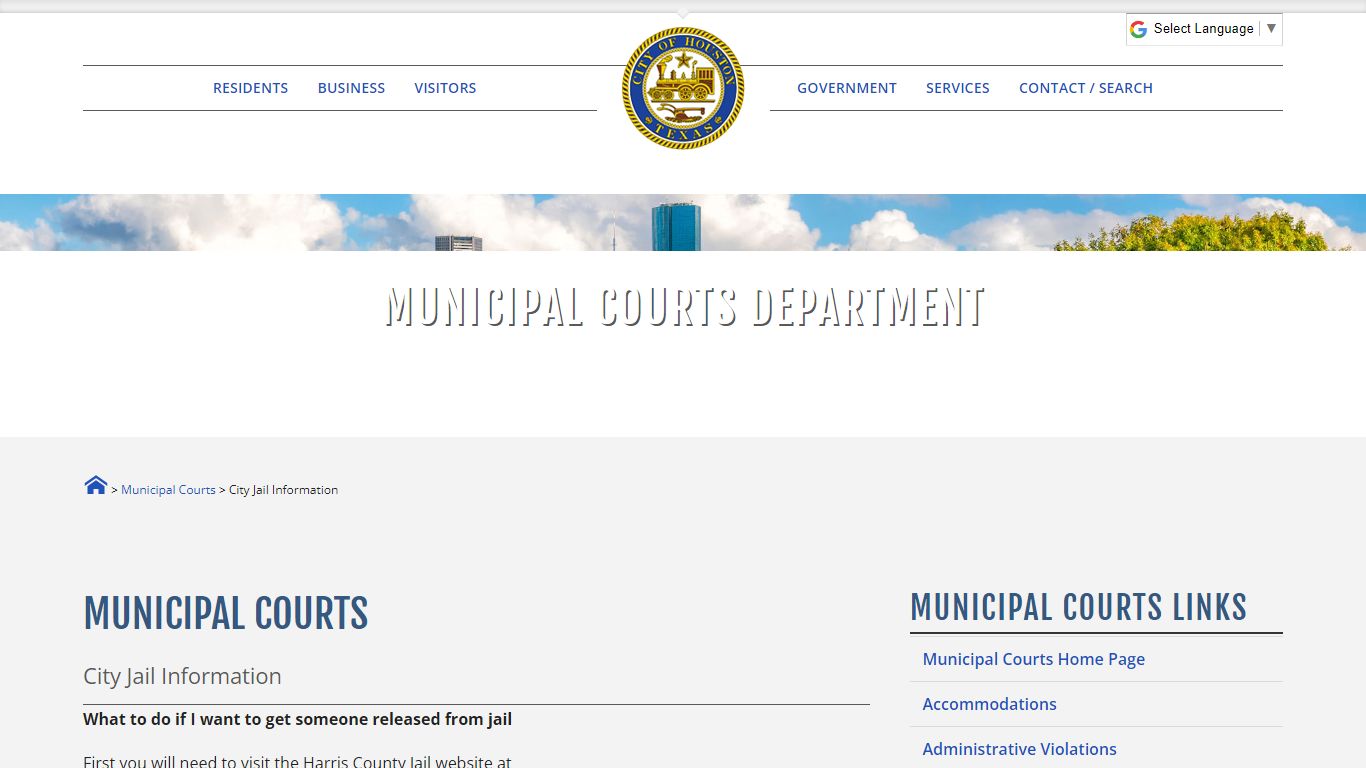 City Jail Information - City of Houston eGovernment Center